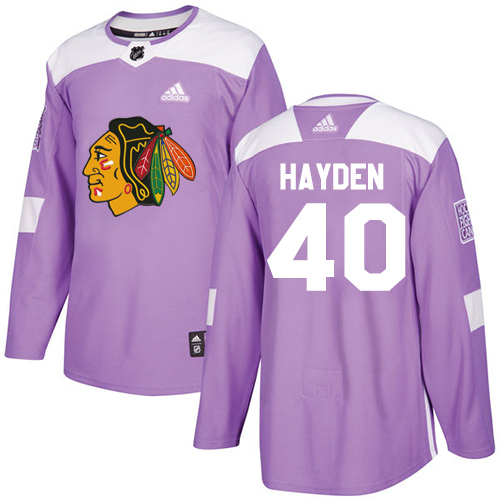 Adidas Blackhawks #40 John Hayden Purple Authentic Fights Cancer Stitched NHL Jersey